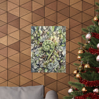 Dappled Fern Unfurling Wall Art Print - Japandi Shibui