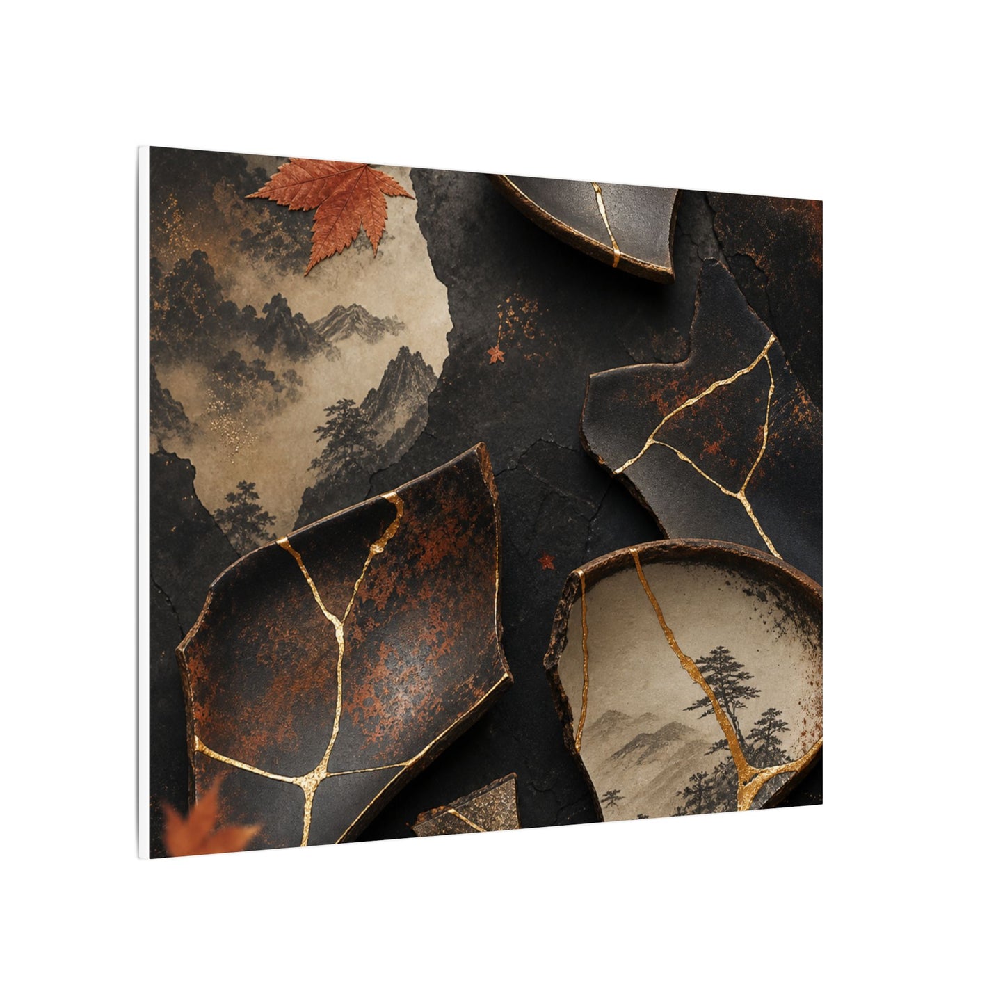 Broken Pottery Gold Vein Canvas Art | Philosophical Kintsugi Art