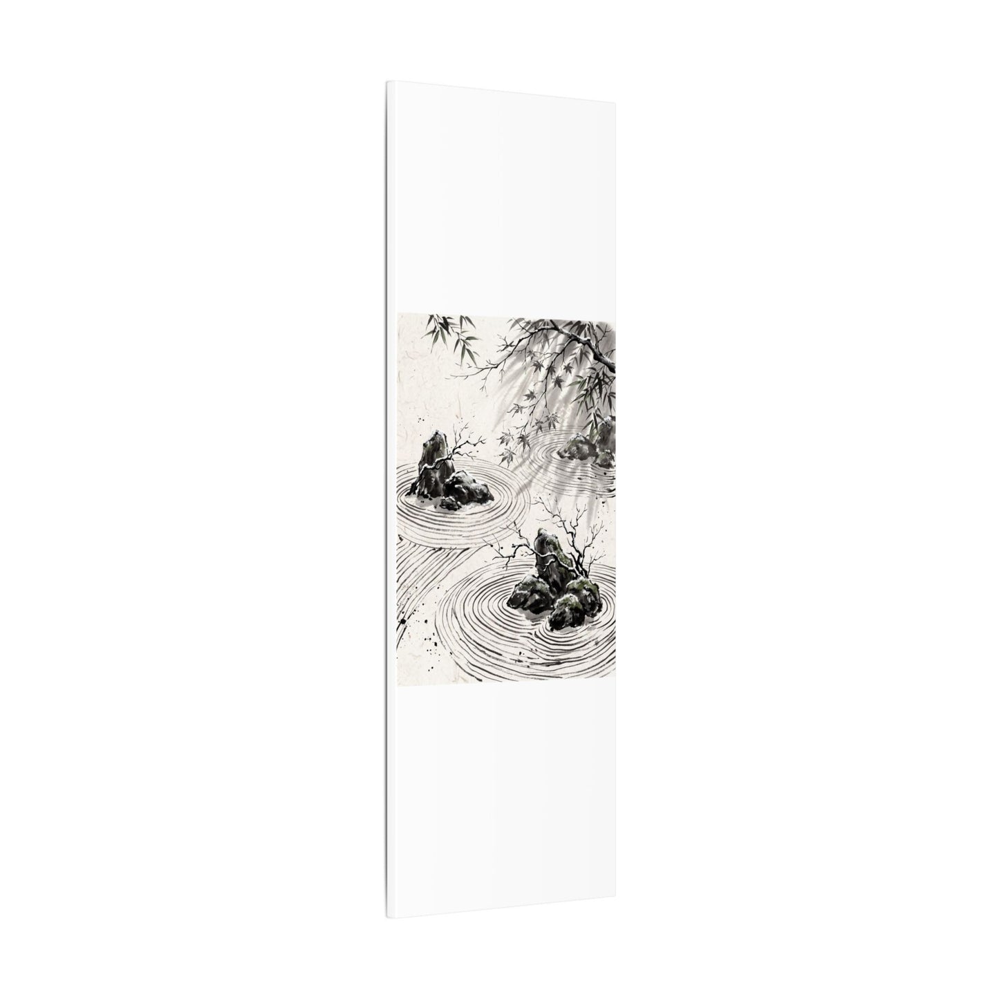 Rock Garden Canvas Art | Winter Zen Sumi E Art