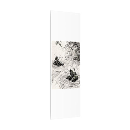 Rock Garden Canvas Art | Winter Zen Sumi E Art