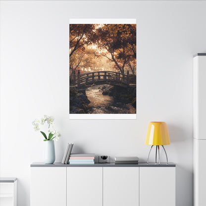 Autumn Wooden Bridge Gold Vein Canvas Art | Resilient Decor