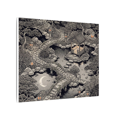 Moonlit Garden Ukiyo E Inspired Canvas Art | Serene Zen Art