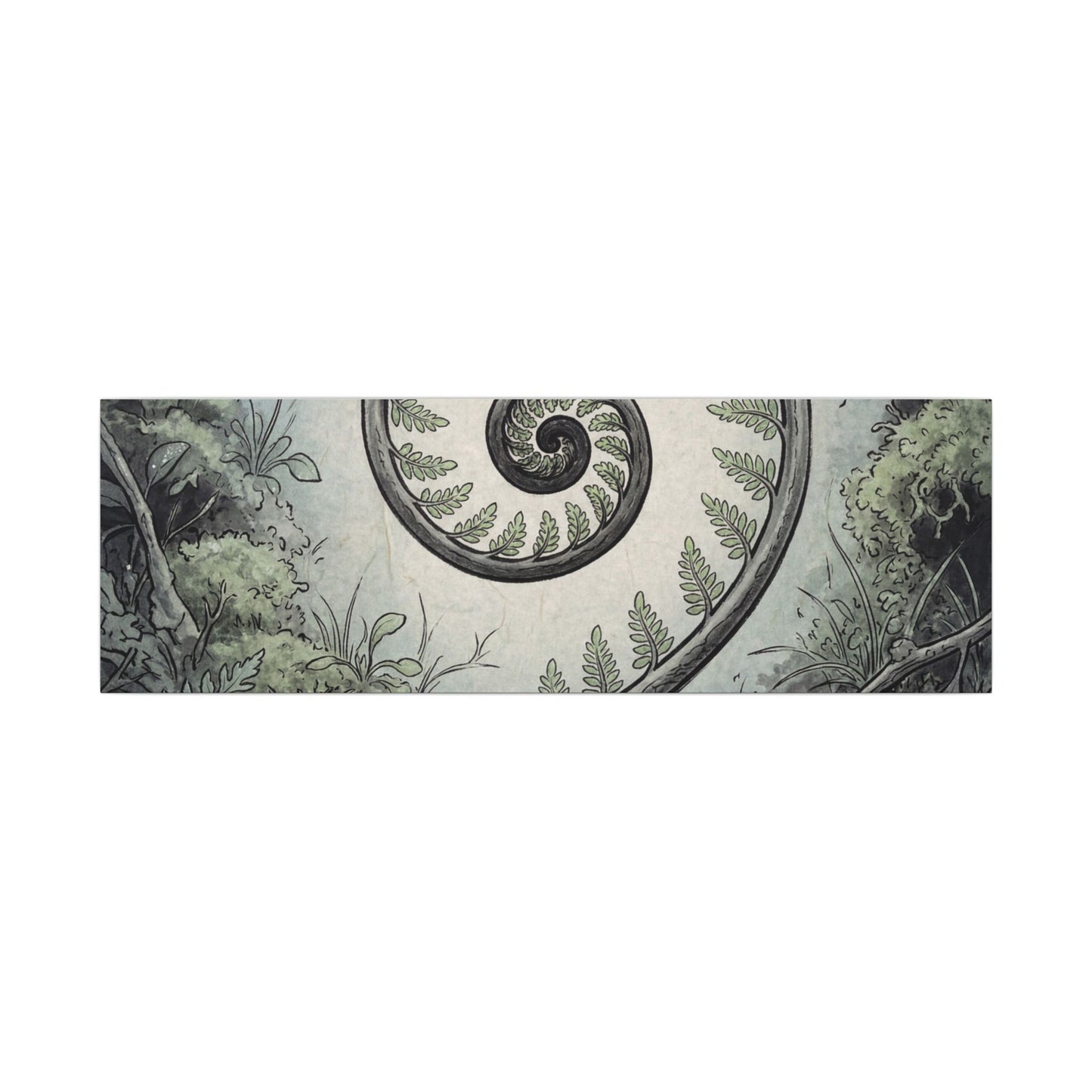 Zen Fern Unfurling in Dawn | Ukiyo E Inspired Canvas Art