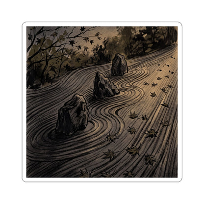 Kanso Rock Garden Sticker - Dark Japandi Charcoal Ink