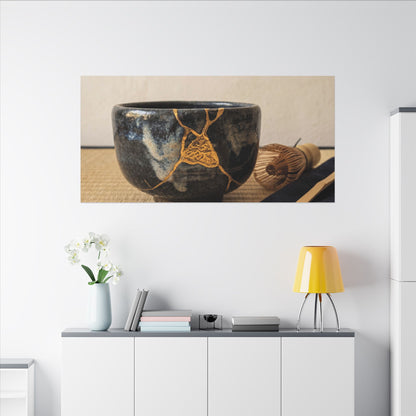 Kanso Tea Ceremony Canvas Art - Kintsugi Gold Vein