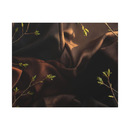 Dark Japandi Silk Drape in Golden Hour | Moody Minimal Canvas Art Art Print