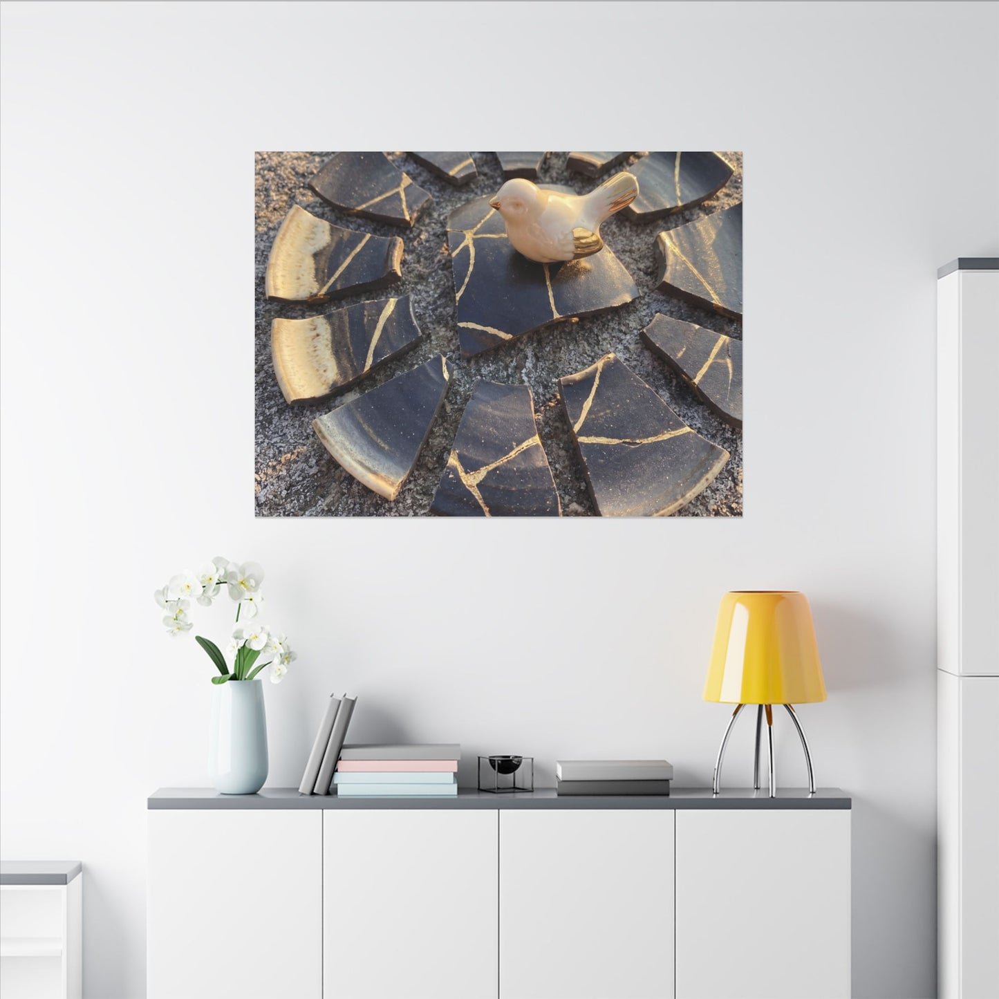 Golden Hour Broken Pottery Canvas Art - Kintsugi Datsuzoku