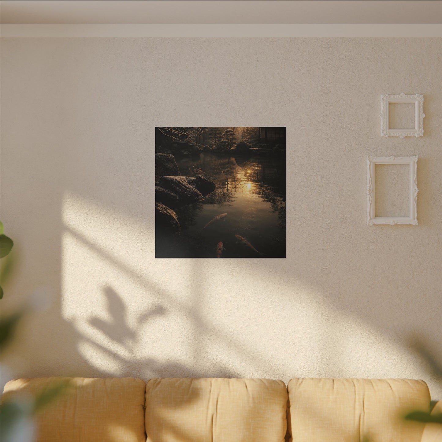 Winter Koi Pond Shadow Zen Canvas Art | Bold Decor