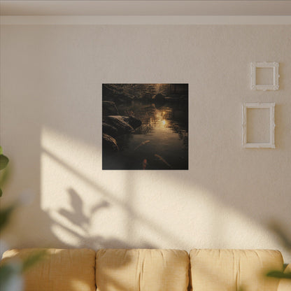 Winter Koi Pond Shadow Zen Canvas Art | Bold Decor