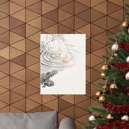 Zen Water Ripple in Candlelight | Sumi E Wall Art Print
