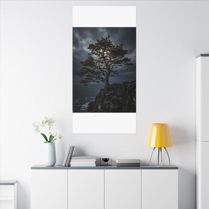 Dappled Pine Tree Canvas Art - Dark Japandi Fukinsei