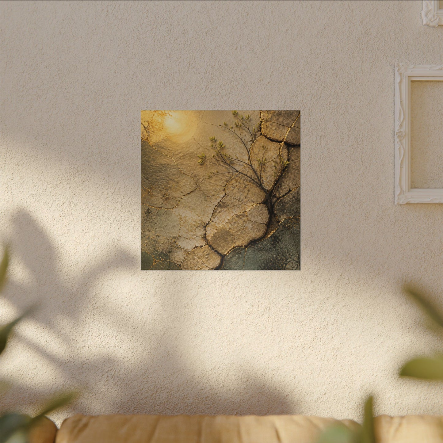 Cracked Earth Spring Canvas Art | Japandi Warm Design