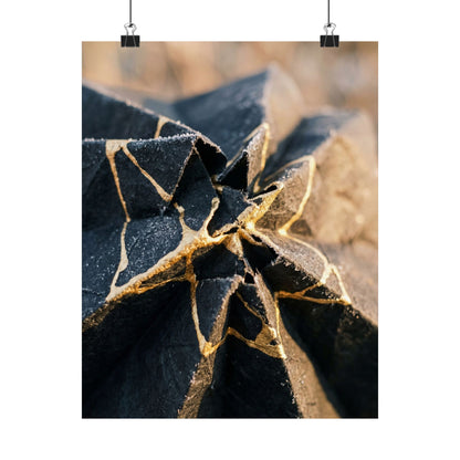Paper Fold Wall Art Print | Winter Kintsugi Gold Repair Art Art Print