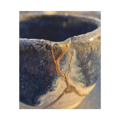 Winter Ceramic Bowl Gold Vein Canvas Art | Healing Decor