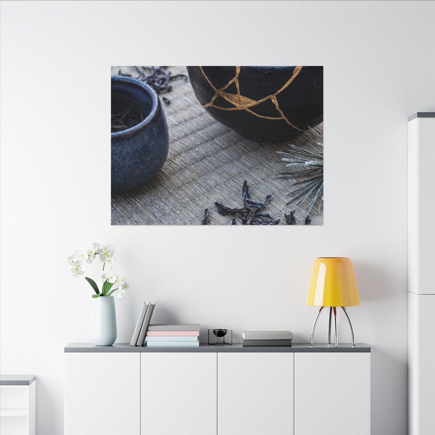 Kintsugi Tea Ceremony in Overcast | Gold Vein Canvas Art