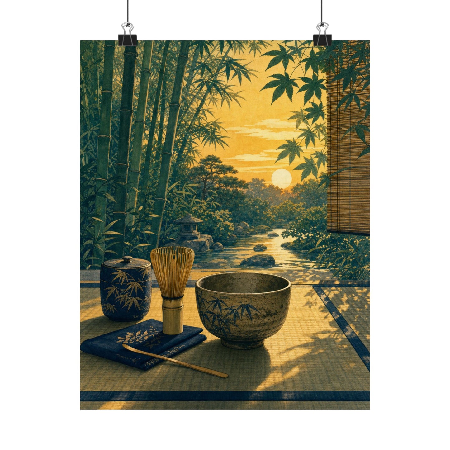 Tea Ceremony Wall Art Print | Summer Zen Ukiyo E Inspired Art