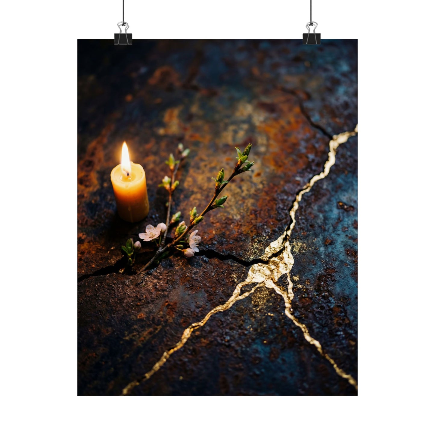 Beautiful Rust Patina Wall Art Print - Gold Repair Kintsugi Art Print