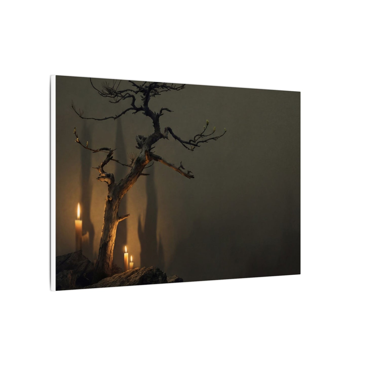 Ma Pine Tree Canvas Art - Dark Japandi Shadow Zen