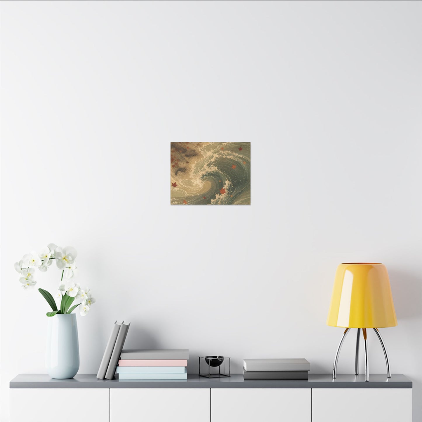 Japandi Ocean Wave in Candlelight | Japanese Pattern Canvas Art