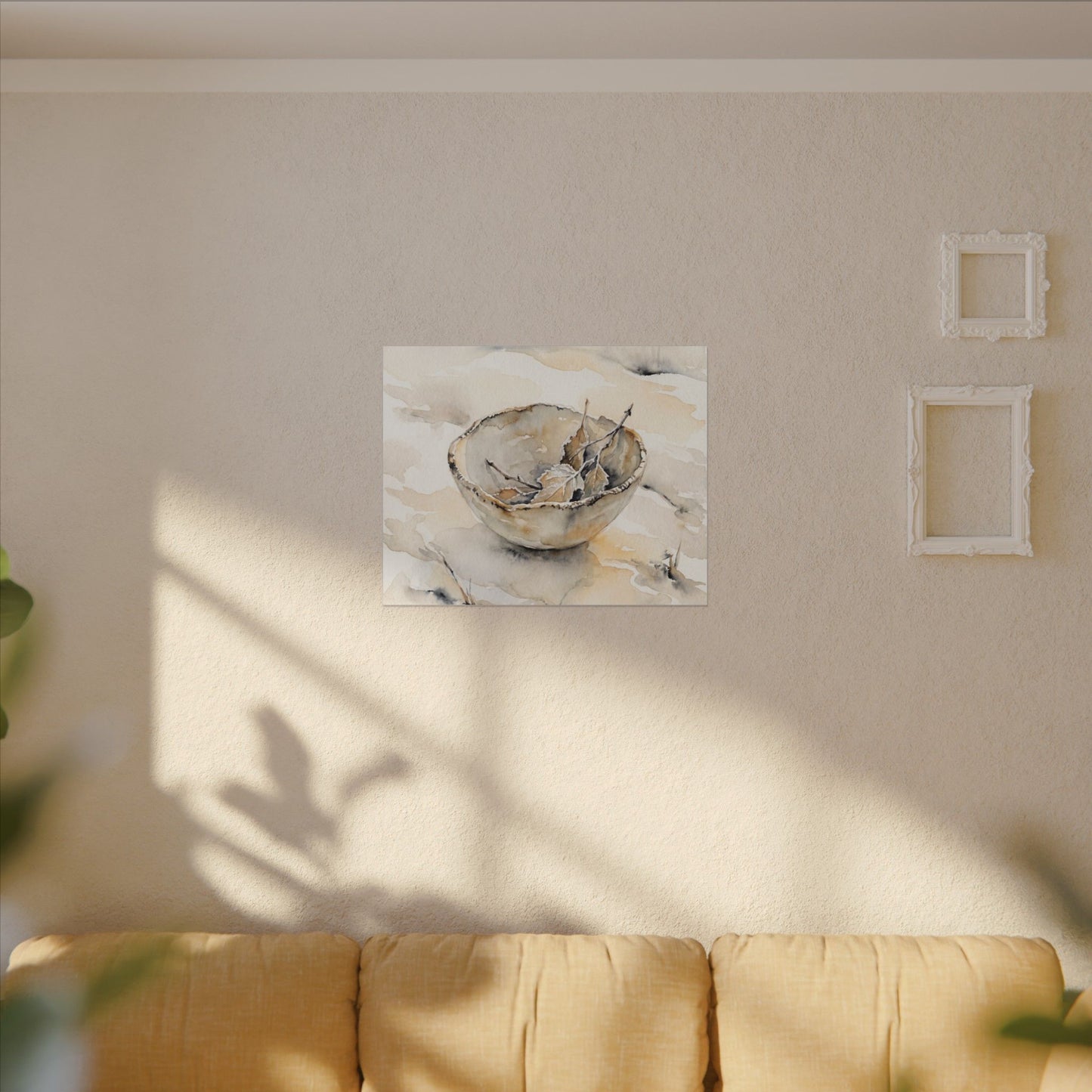 Ceramic Bowl Canvas Art | Winter Japandi Watercolor Art