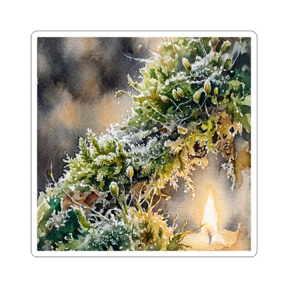 Japandi Moss Close Up in Candlelight | Watercolor Sticker