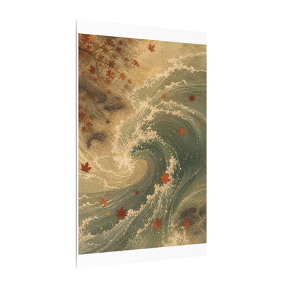 Japandi Ocean Wave in Candlelight | Japanese Pattern Canvas Art