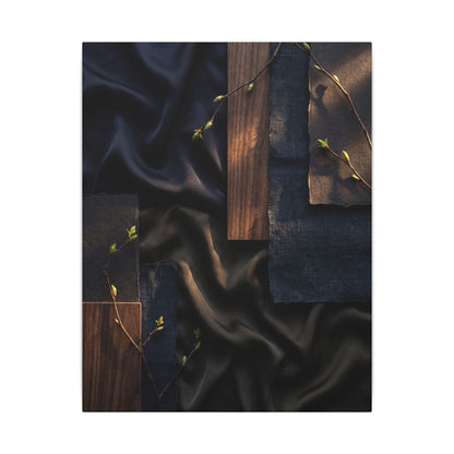 Silk Drape Spring Canvas Art | Dark Japandi Moody Design