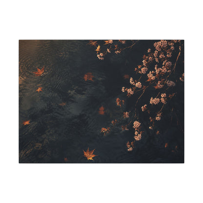 Golden Hour Cherry Blossom Canvas Art - Dark Japandi Kanso