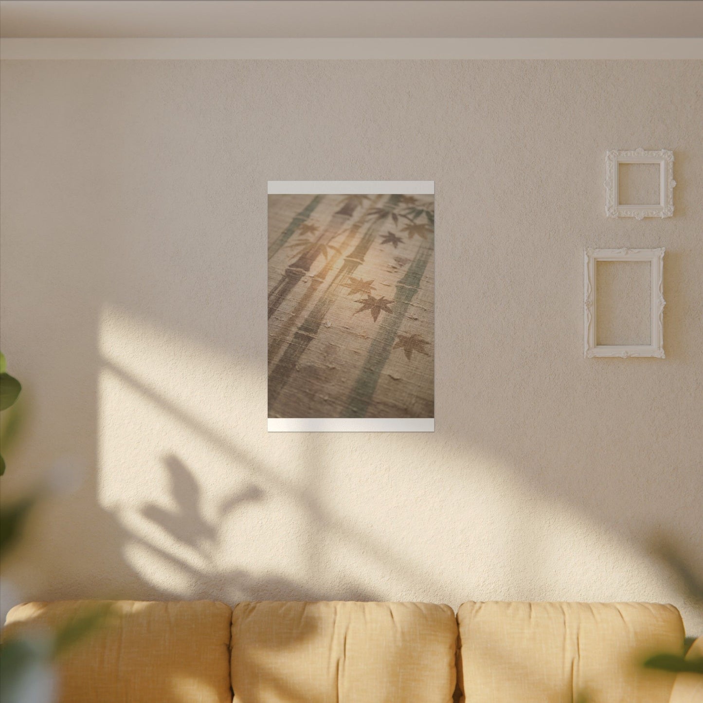 Autumn Bamboo Grove Japanese Pattern Canvas Art | Neutral Decor