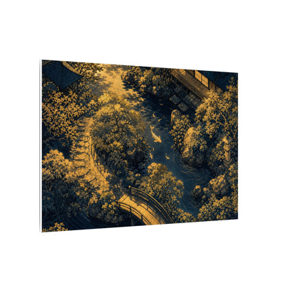 Contemplative Moonlit Garden Canvas Art - Ukiyo E Inspired Zen