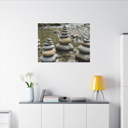Zen River Stones in Dawn | Karesansui Canvas Art