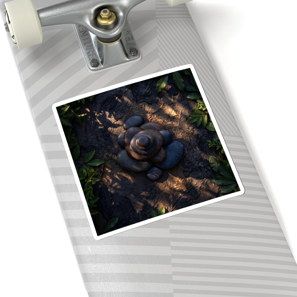 River Stones Summer Sticker | Dark Japandi Atmospheric Design Art Print