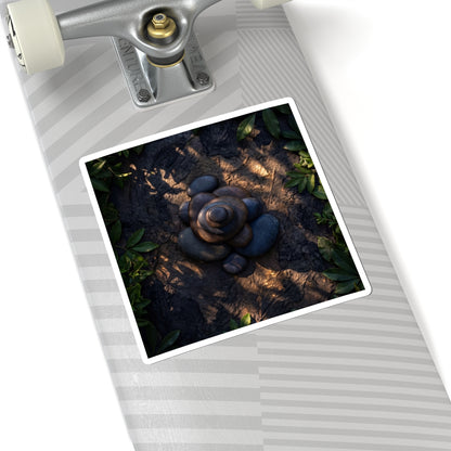 River Stones Summer Sticker | Dark Japandi Atmospheric Design Art Print