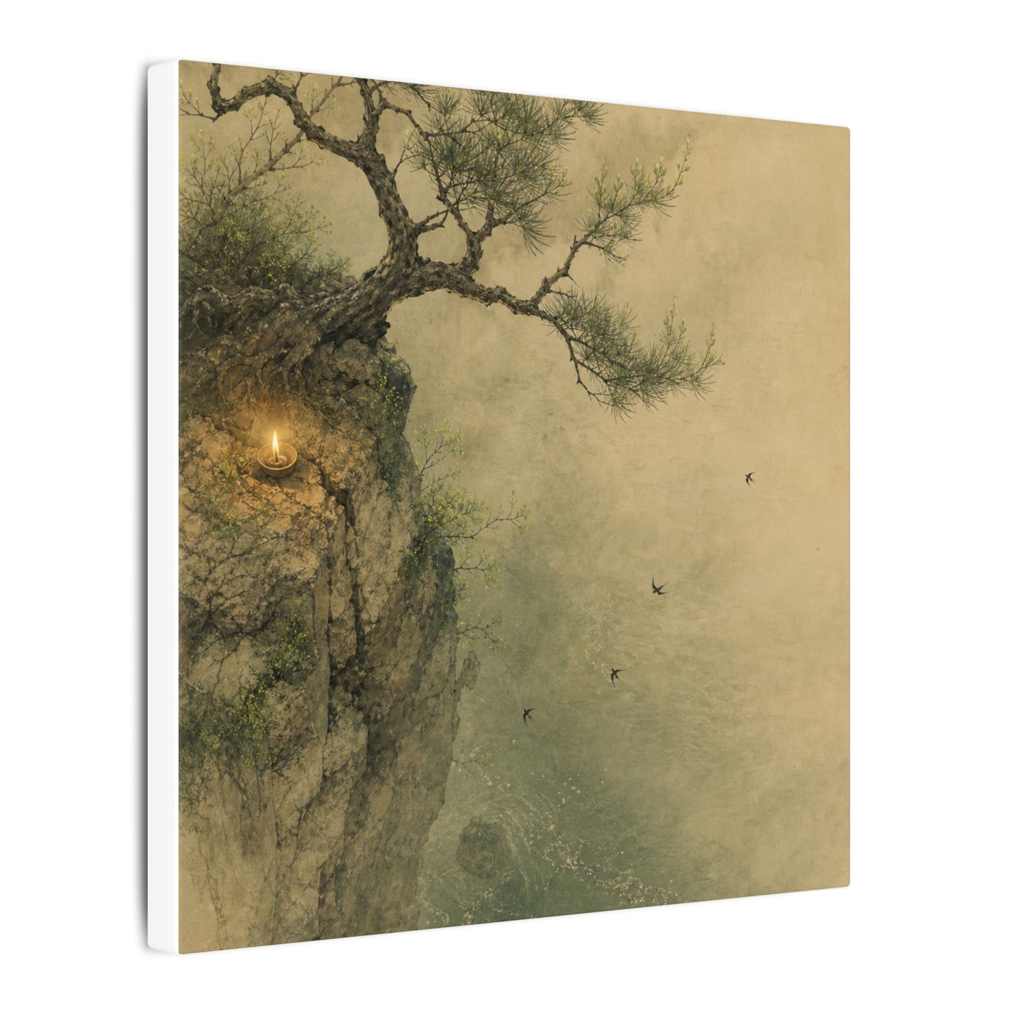Spring Pine Tree Minimal Line Canvas Art | Earthy Decor