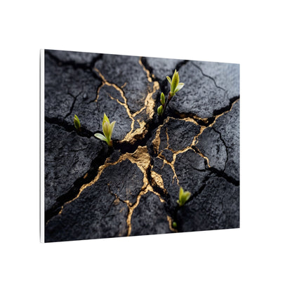 Ma Cracked Earth Canvas Art - Dark Japandi Charcoal Ink