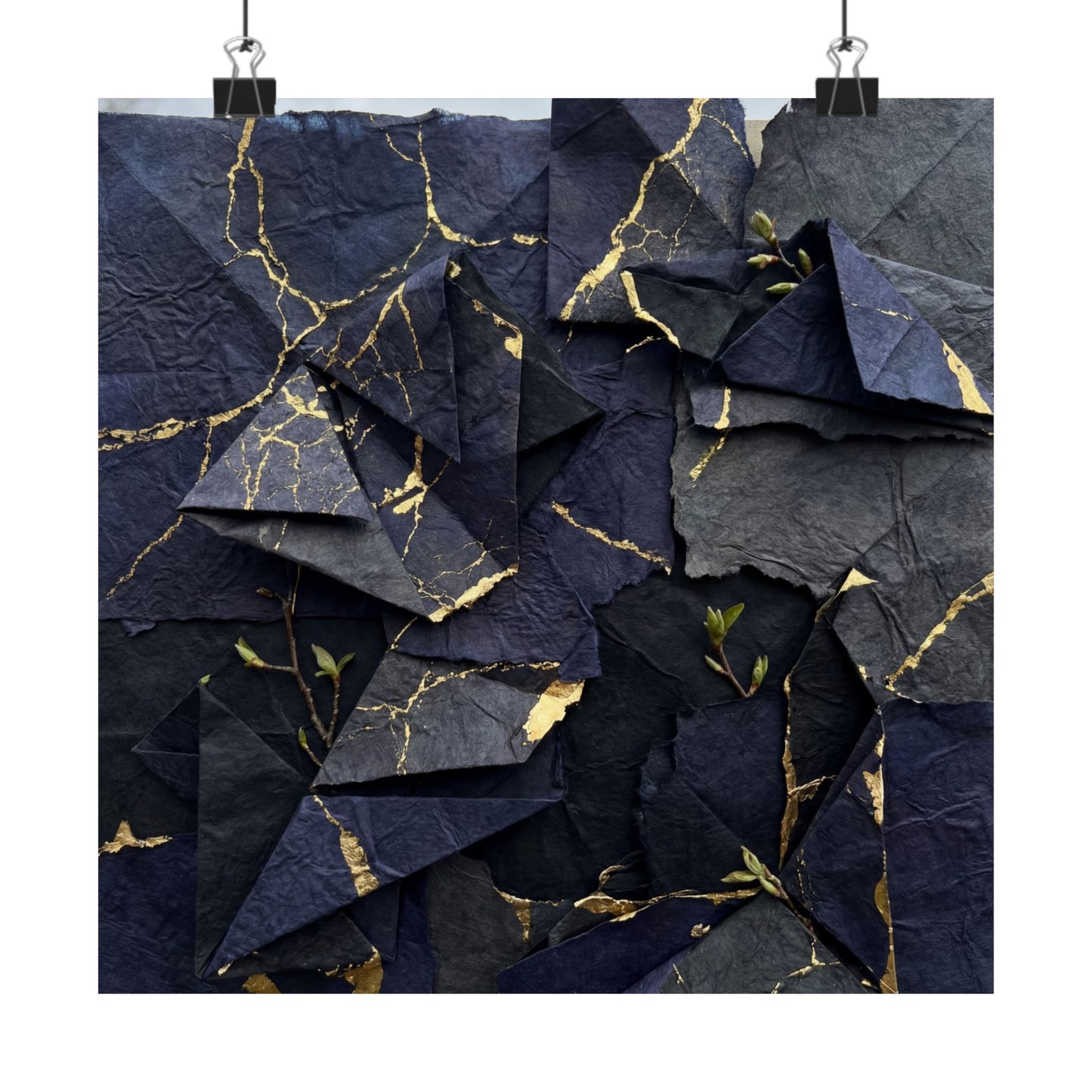 Paper Fold Crackle Gold Wall Art Print | Philosophical Kintsugi Art Art Print