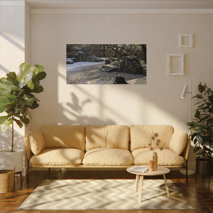 Winter Tea Ceremony Karesansui Canvas Art | Serene Decor