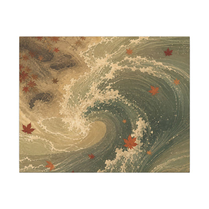 Japandi Ocean Wave in Candlelight | Japanese Pattern Canvas Art
