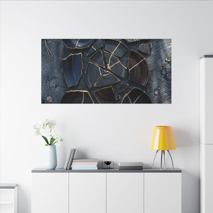 Dark Japandi Broken Pottery in Dappled | Shadow Zen Canvas Art