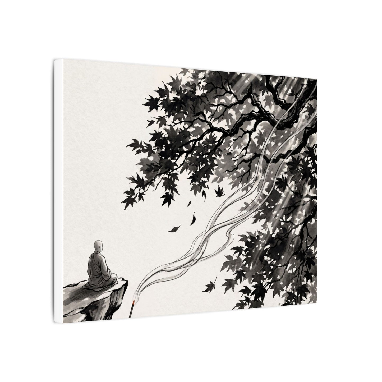 Serene Incense Smoke Canvas Art - Ukiyo E Inspired Zen