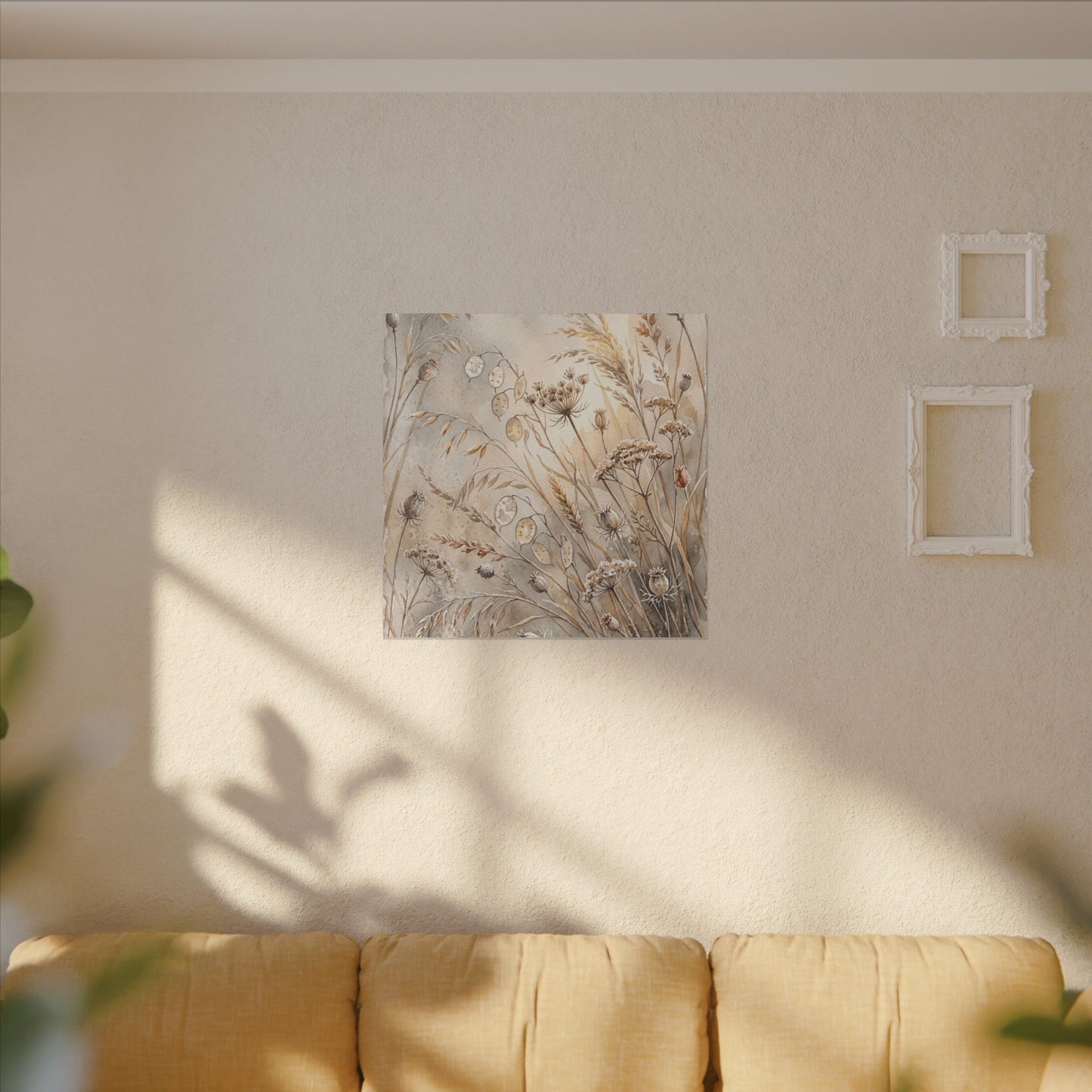 Winter Dried Flowers Watercolor Canvas Art | Warm Decor