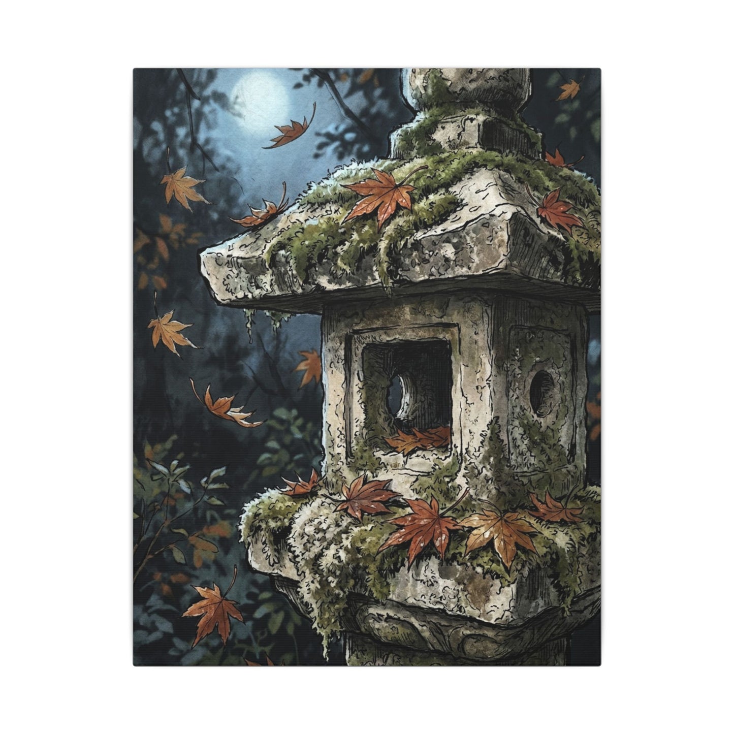 Shibui Stone Lantern Canvas Art - Japandi Minimal Line