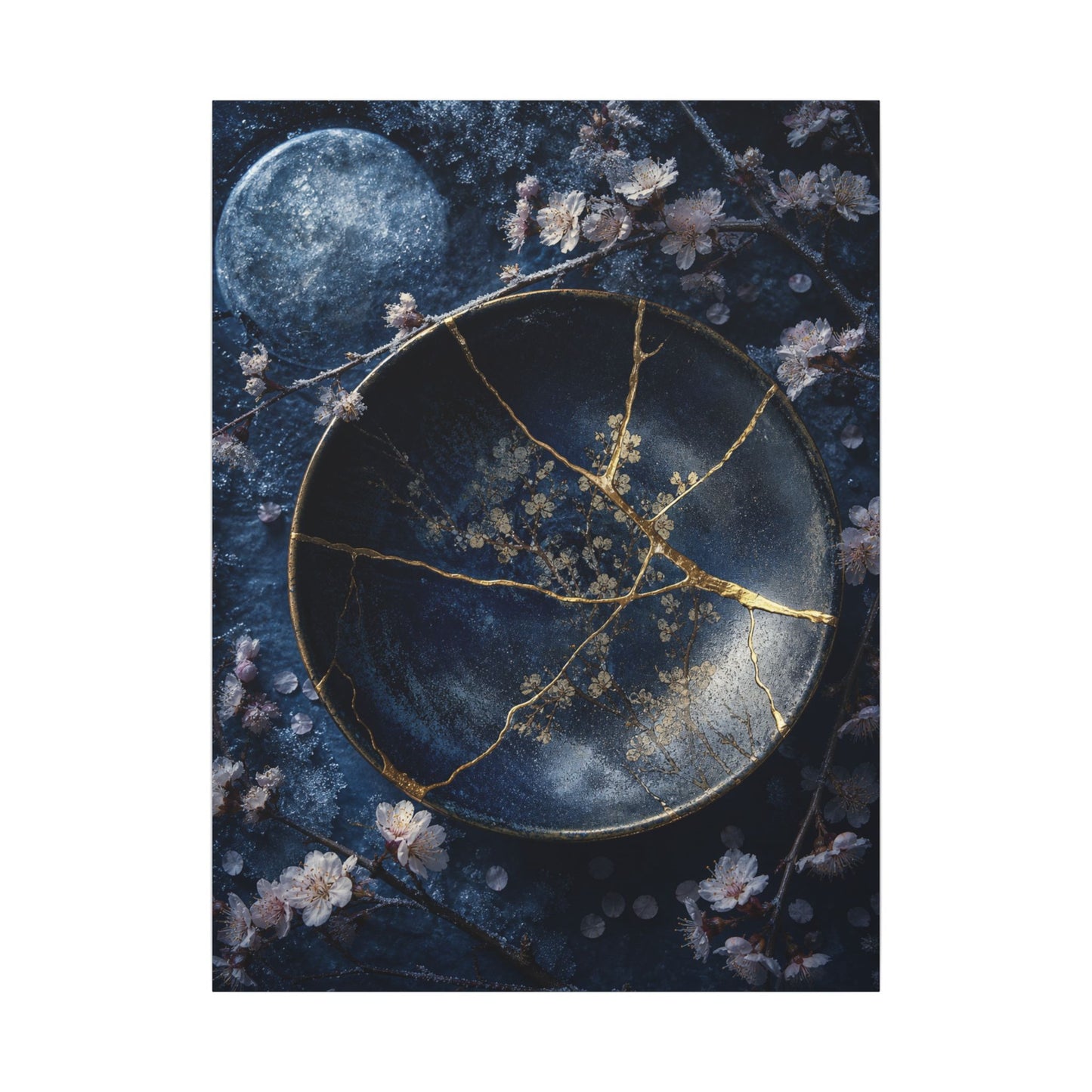 Cherry Blossom Winter Canvas Art | Kintsugi Philosophical Design