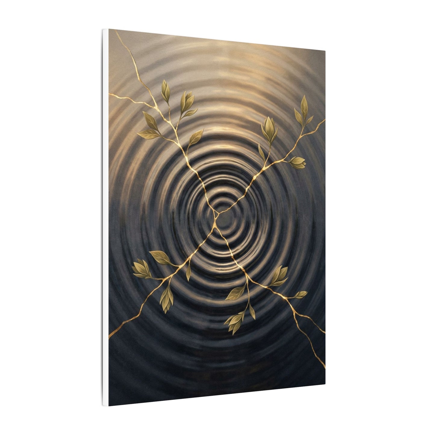 Kanso Water Ripple Canvas Art - Kintsugi Gold Vein