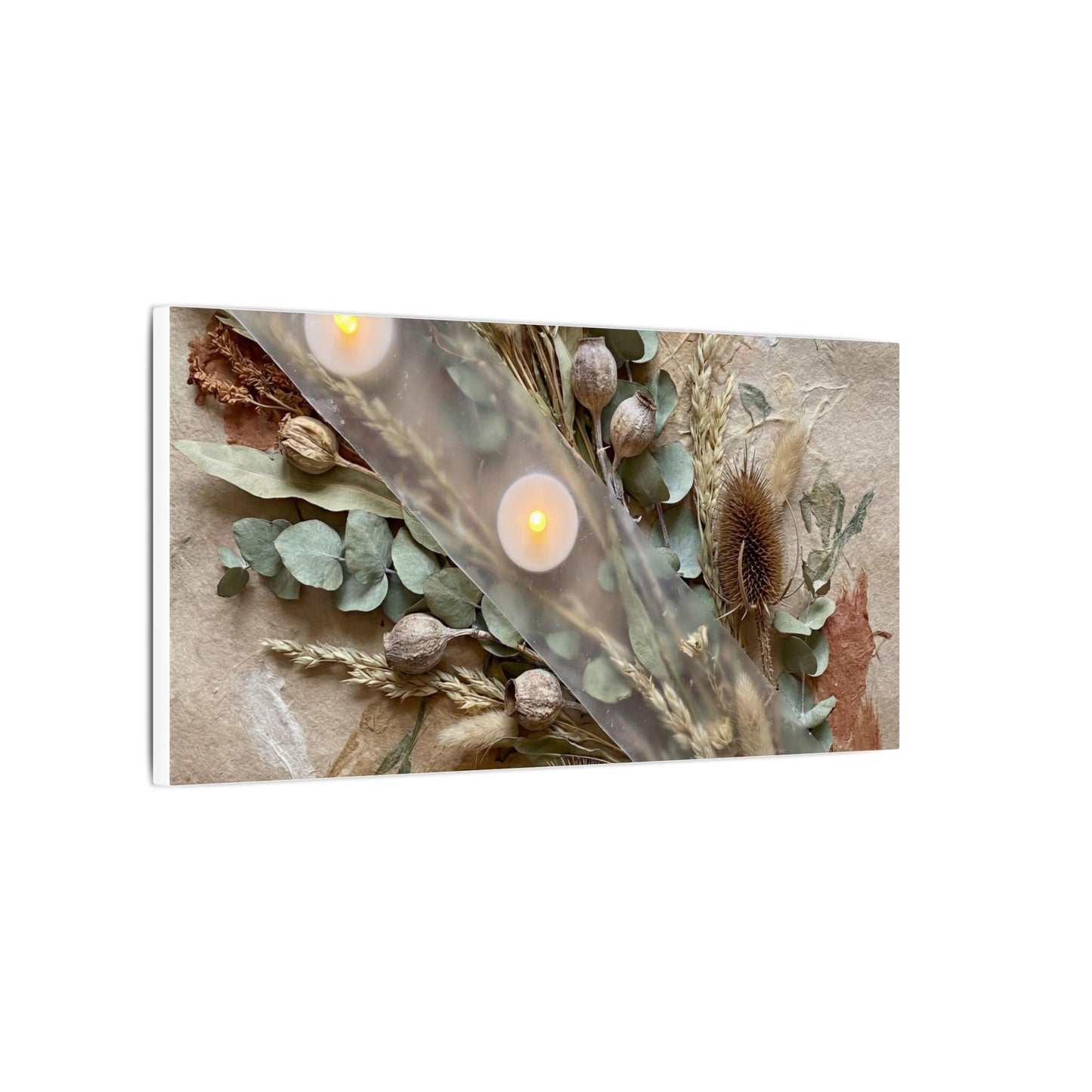 Candlelight Dried Flowers Canvas Art - Japandi Kanso