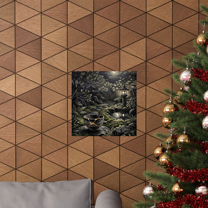 Kintsugi Moonlit Garden in Dappled | Gold Repair Wall Art Print