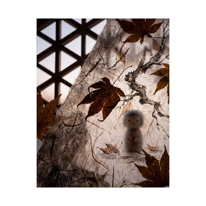 Shoji Screen Autumn Wall Art Print | Dark Japandi Bold Design