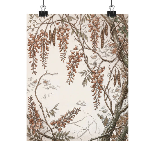 Ma Wisteria Wall Art Print - Cottagecore Vintage Botanical