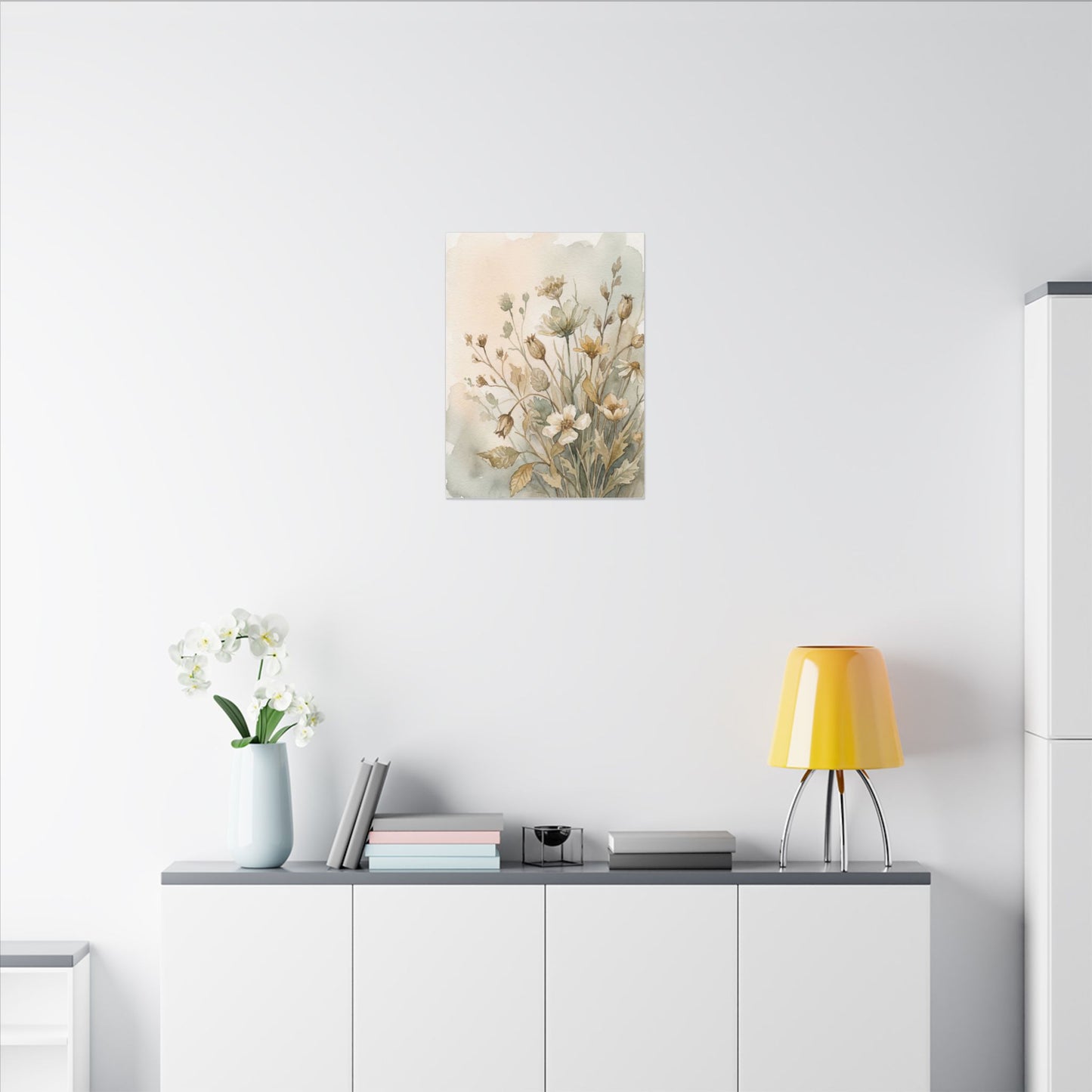 Summer Dried Flowers Watercolor Canvas Art | Elegant Decor