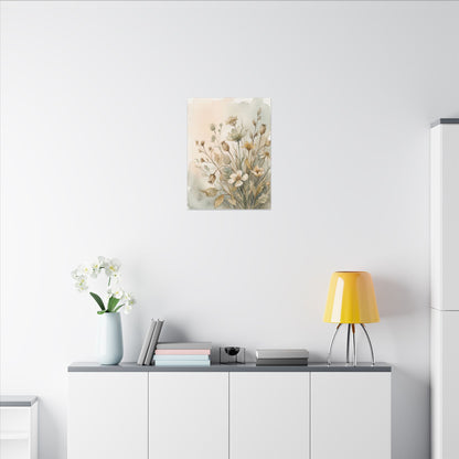 Summer Dried Flowers Watercolor Canvas Art | Elegant Decor